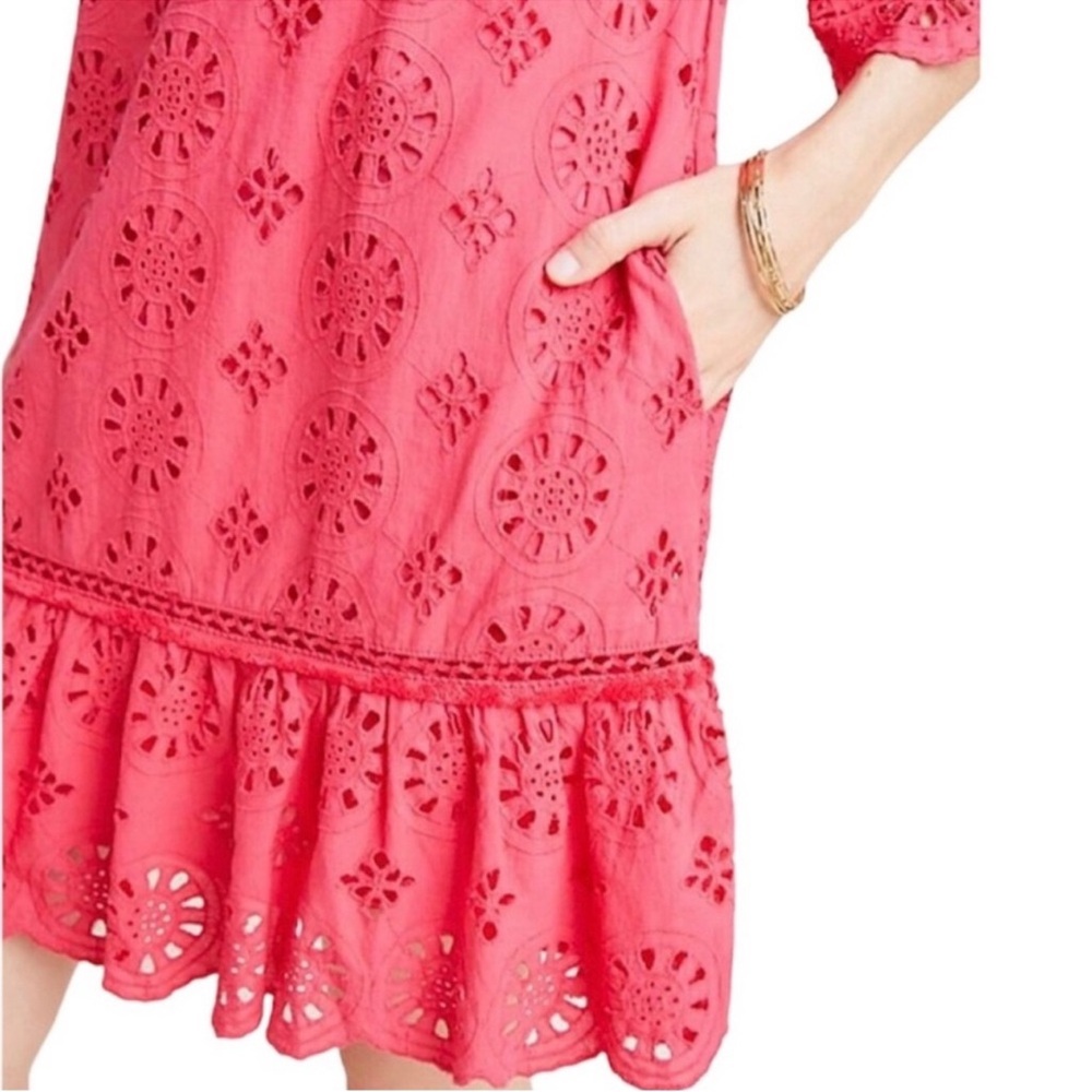 Anthropologie Dani Pink Eyelet Lace Sheath Dress size 8 - Picture 2 of 9